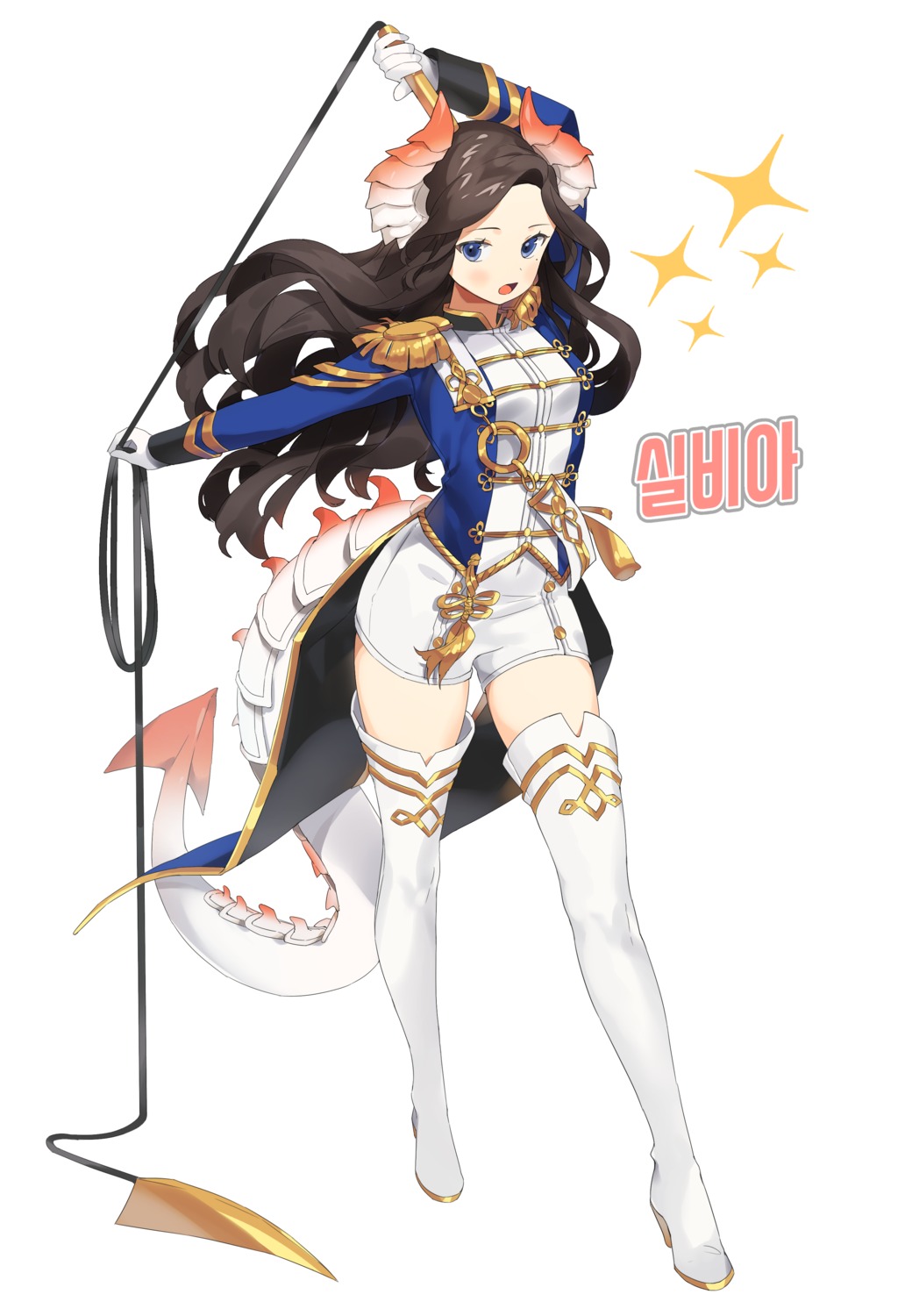 blade_&_soul, gogoco, heels, horns, tail, thighhighs, uniform, weapon