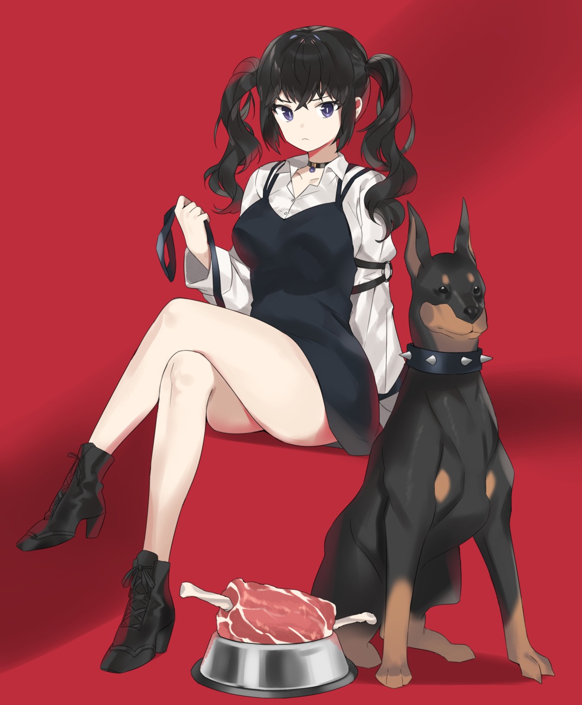 dress, dress_shirt, gogoco, heels, skirt_lift