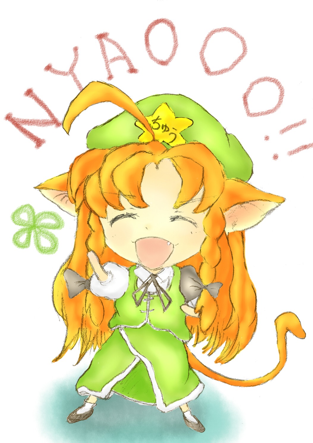 amanojaku, animal_ears, chibi, hong_meiling, nekomimi, touhou