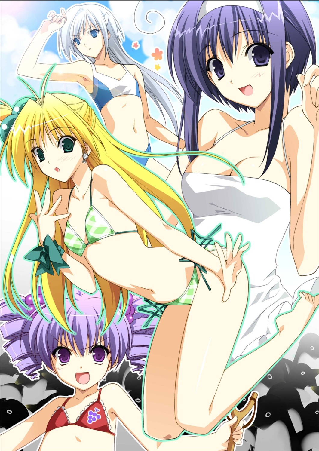 akikan!, bikini, budoko, cleavage, melon, suzuhira_hiro, swimsuits, tenkuuji_najimi, yell