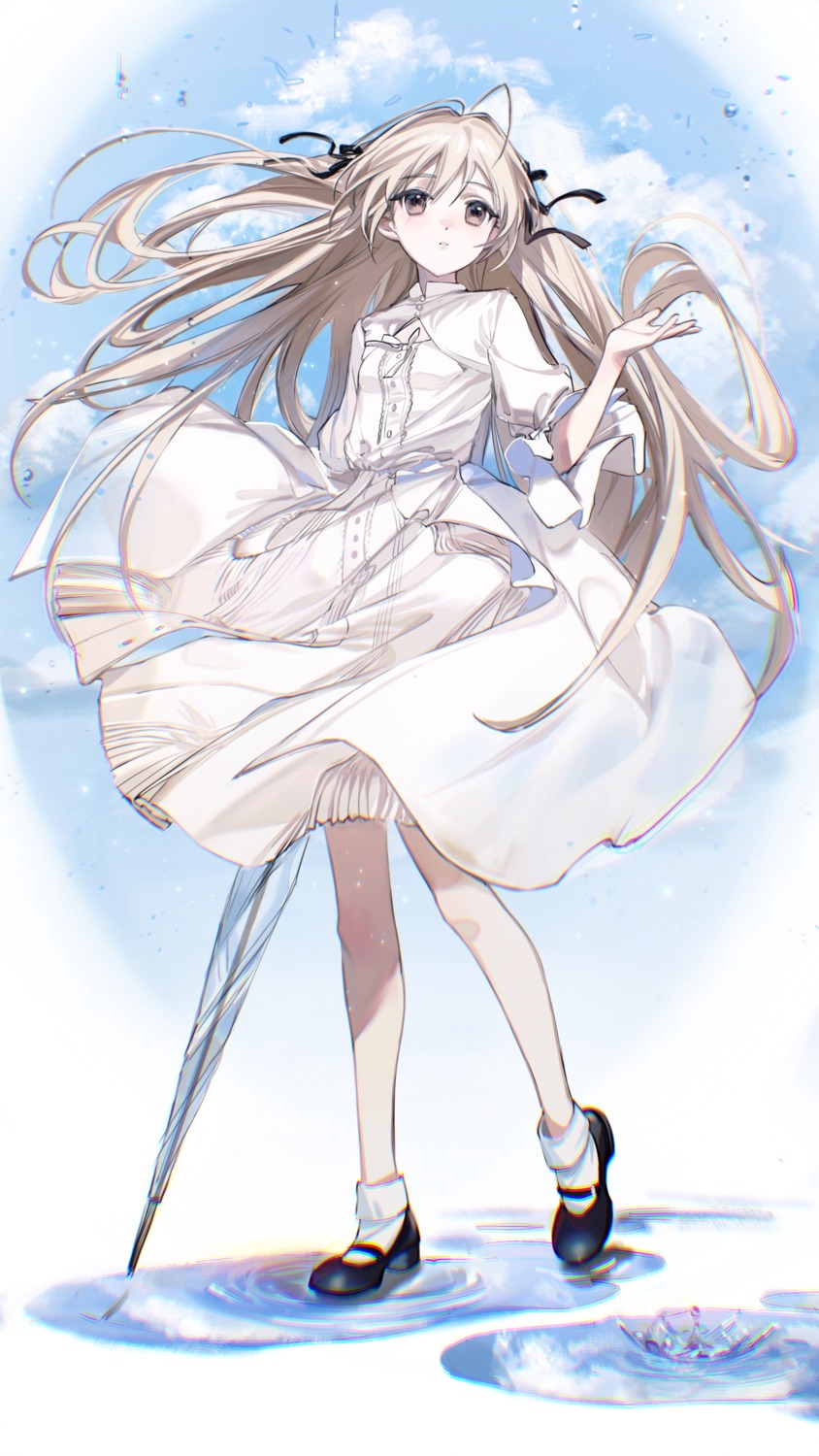dress, kasugano_sora, rumoon, skirt_lift, umbrella, yosuga_no_sora