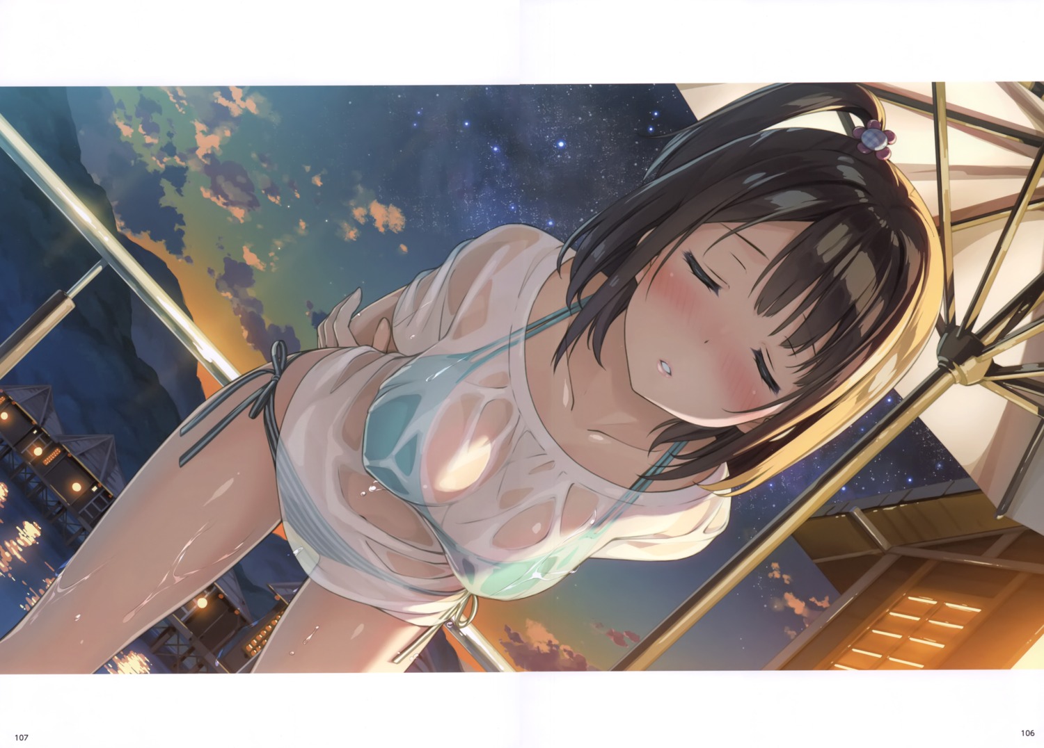 bikini, kantoku, miyaguchi_kei, see_through, swimsuits, wet, wet_clothes