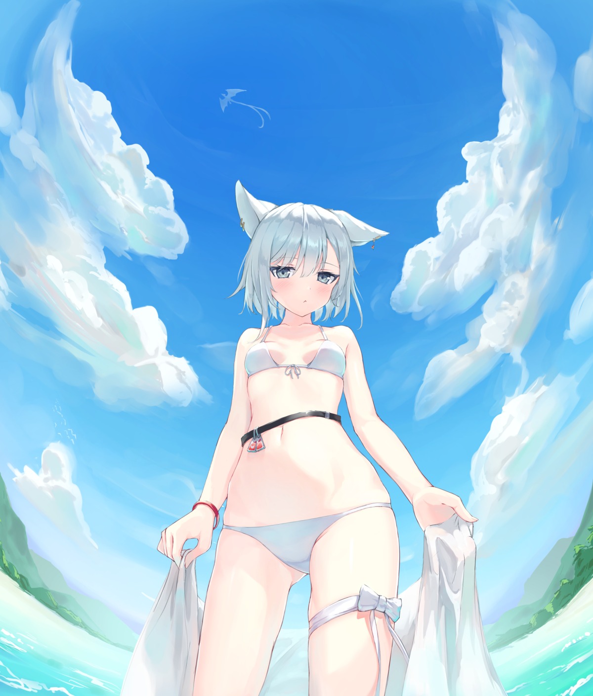 animal_ears, bikini, garter, nekomimi, parfait, swimsuits, towel