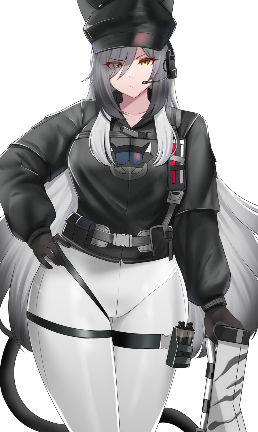 arknights, garter, headphones, kanta_(kanta_077), schwarz_(arknights)