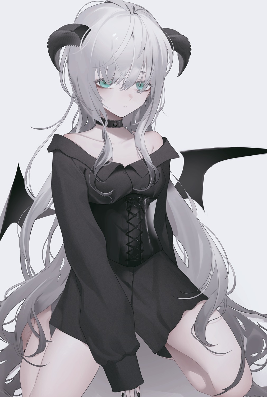artist_revision, horns, migihidari_(puwako), no_bra, wings