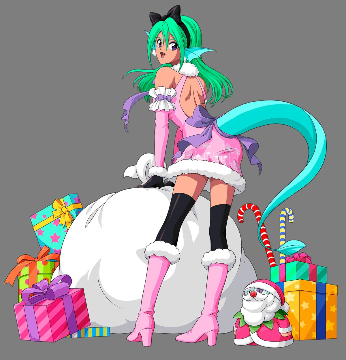 christmas, dress, heels, juri_(yuu_yuu_hakusho), no_bra, tagme, tail, thighhighs, yuu_yuu_hakusho