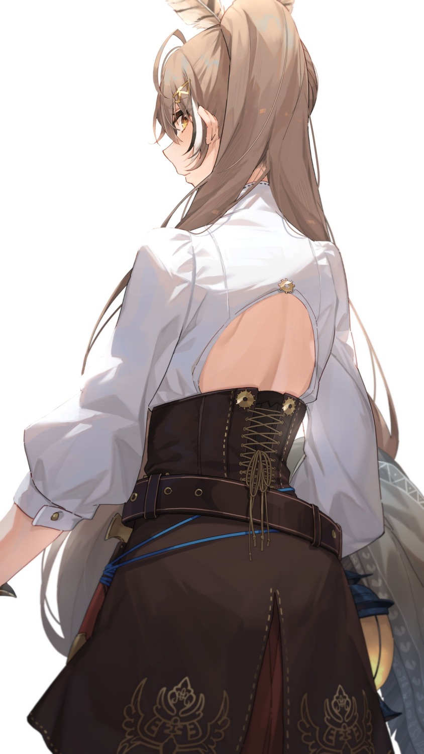 hololive, hololive_english, nanashi_mumei, no_bra, tsukino_(nakajimaseiki), weapon
