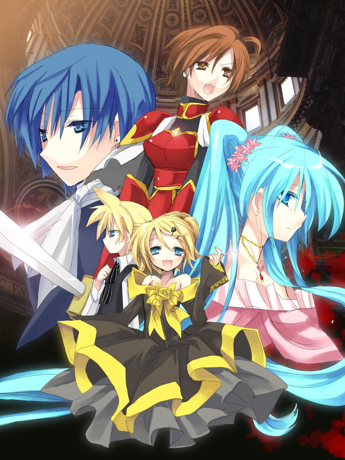 dress, hanepochi, hatsune_miku, kagamine_len, kagamine_rin, kaito, meiko, vocaloid