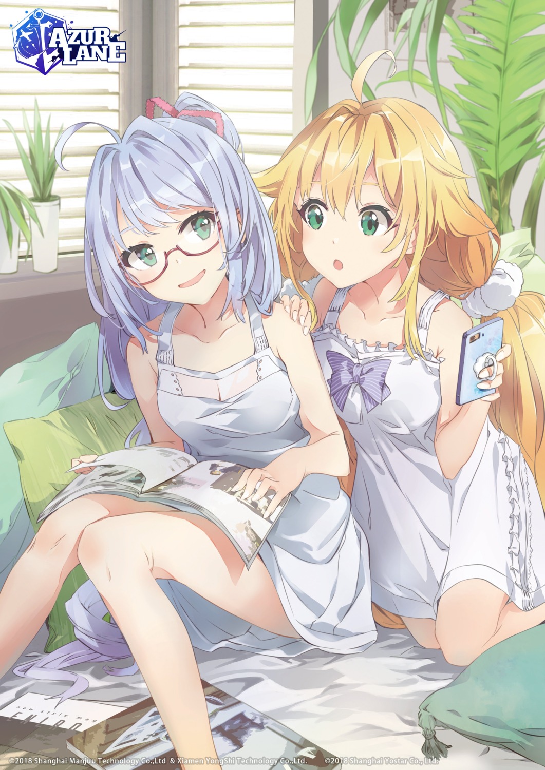 azur_lane, dress, l_opiniatre_(azur_lane), le_temeraire_(azur_lane), megane, see_through, skirt_lift, summer_dress
