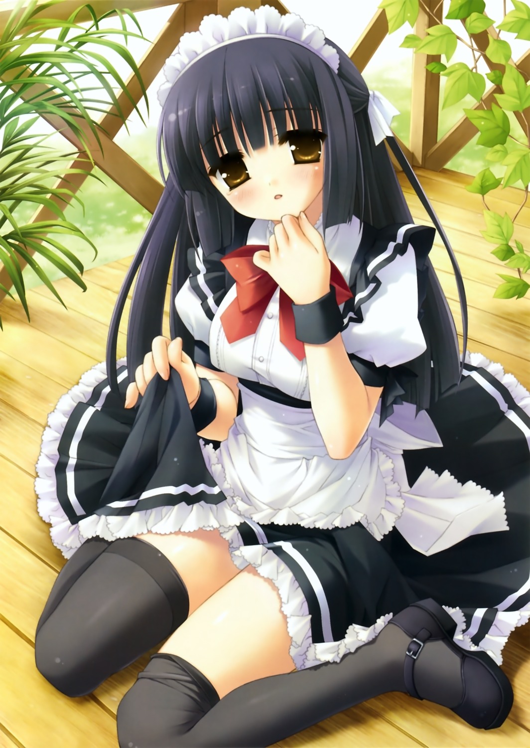 himenomiya_kaguya, kanekiyo_miwa, maid, stellar_theater, thighhighs