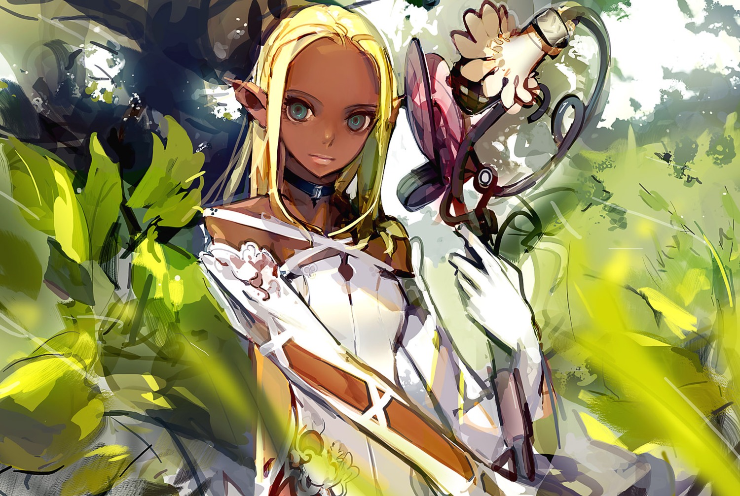 dress, elf, panamaman, pointy_ears