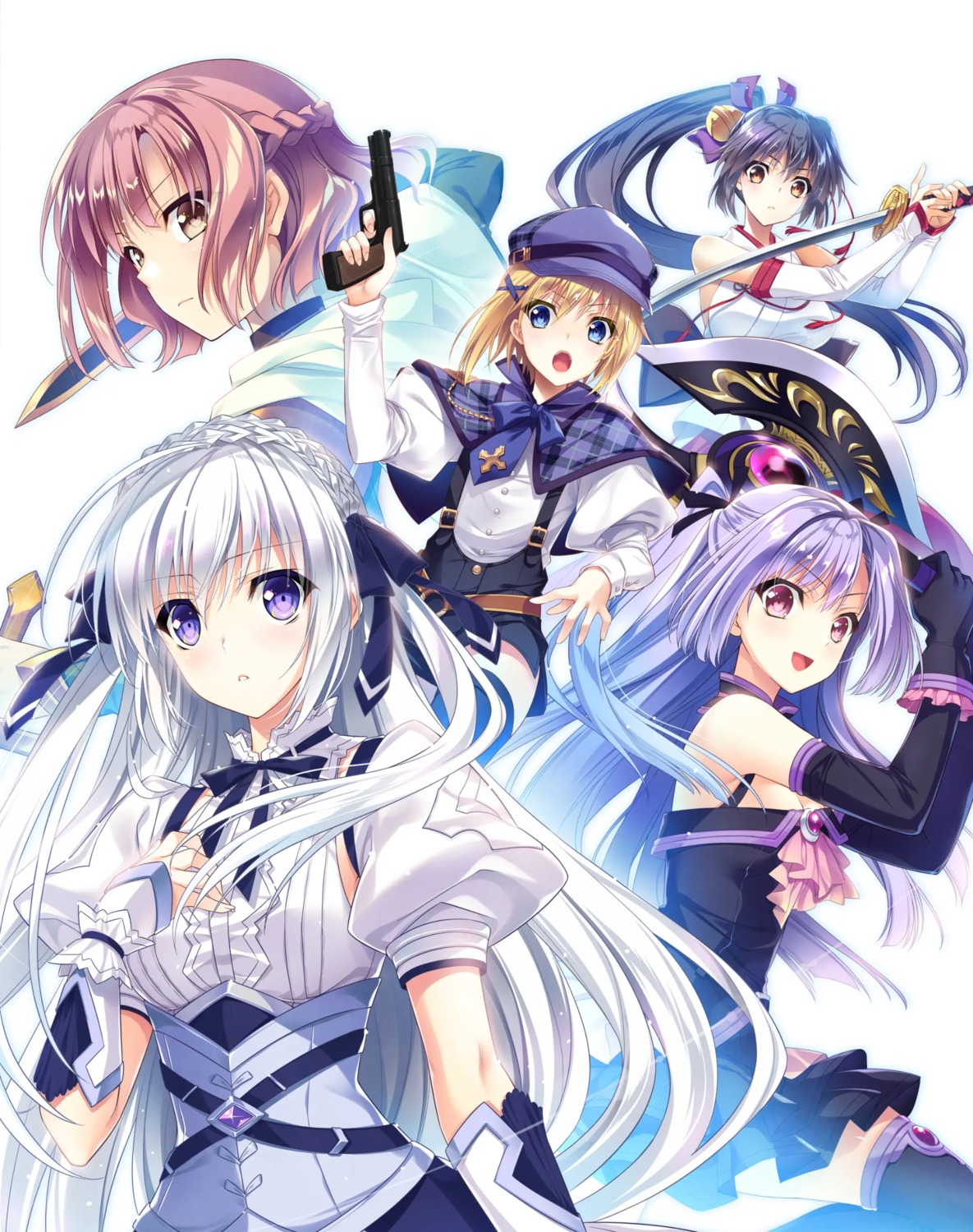 camus_holmes, chris_ray, giga_team_baldrhead, gun, japanese_clothes, lugh_belflare, no_bra, senkou_no_clarias