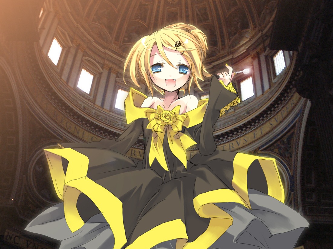 aku_no_meshitsukai_(vocaloid), dress, hanepochi, kagamine_rin, vocaloid