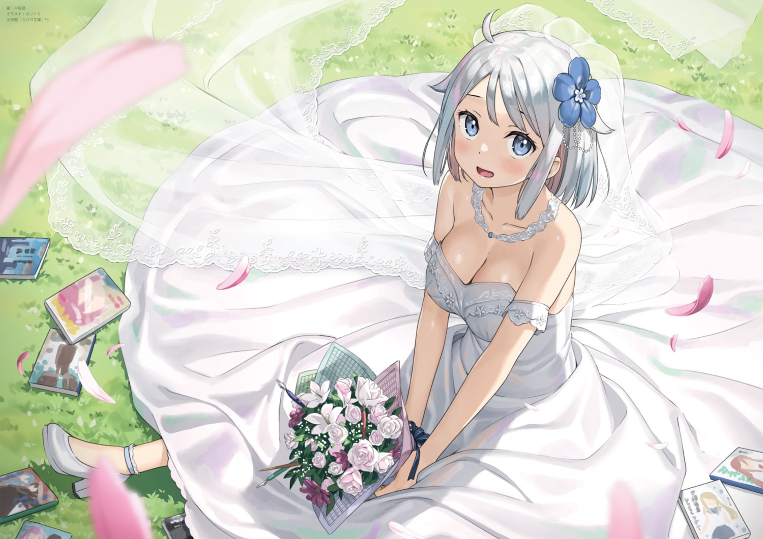 cleavage, dress, heels, imouto_sae_ireba_ii., kani_nayuta, kantoku, no_bra, wedding_dress