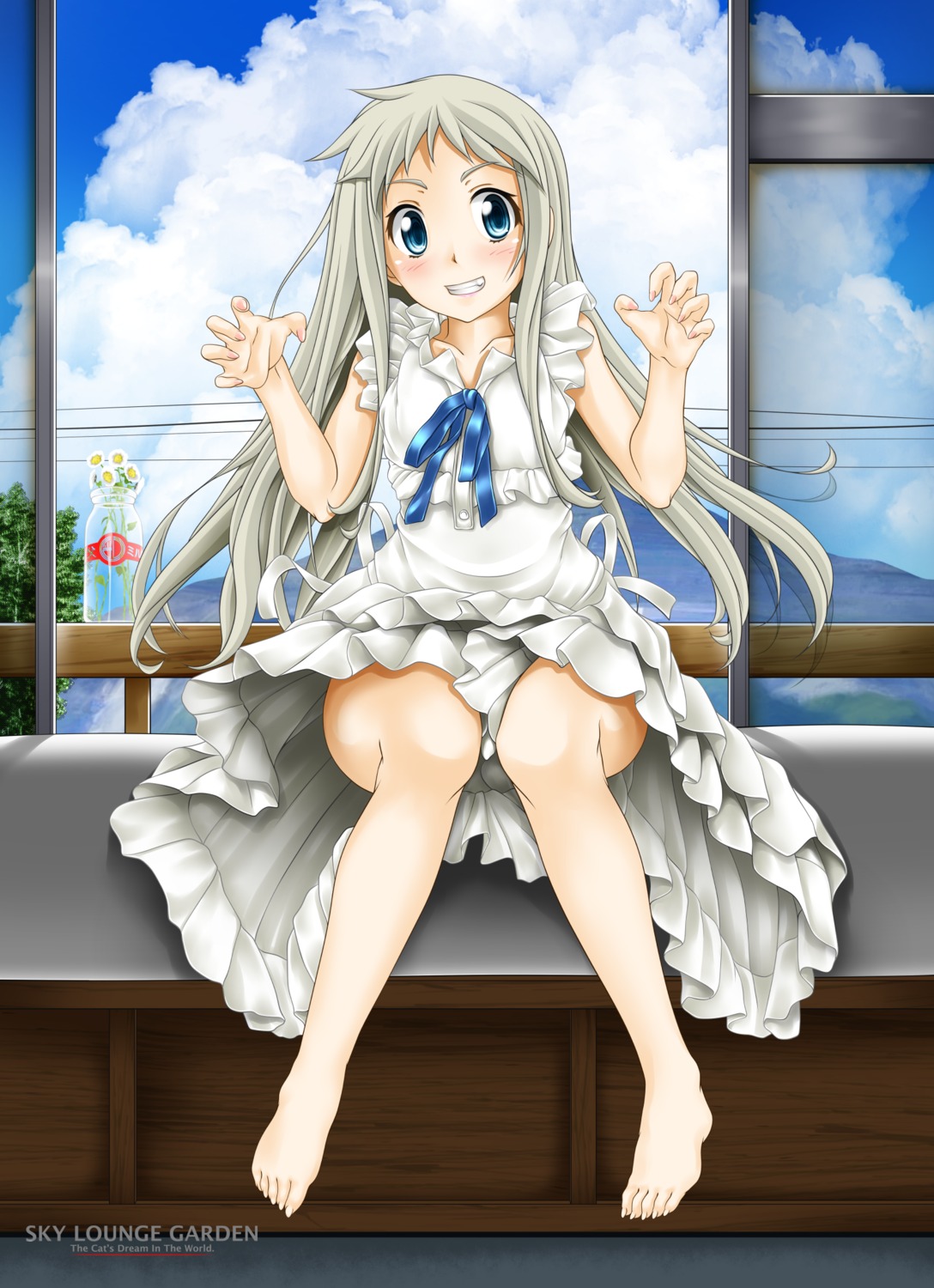 ano_hi_mita_hana_no_namae_wo_bokutachi_wa_mada_shiranai, dress, honma_meiko, skirt_lift, summer_dress, tomoya_kankurou