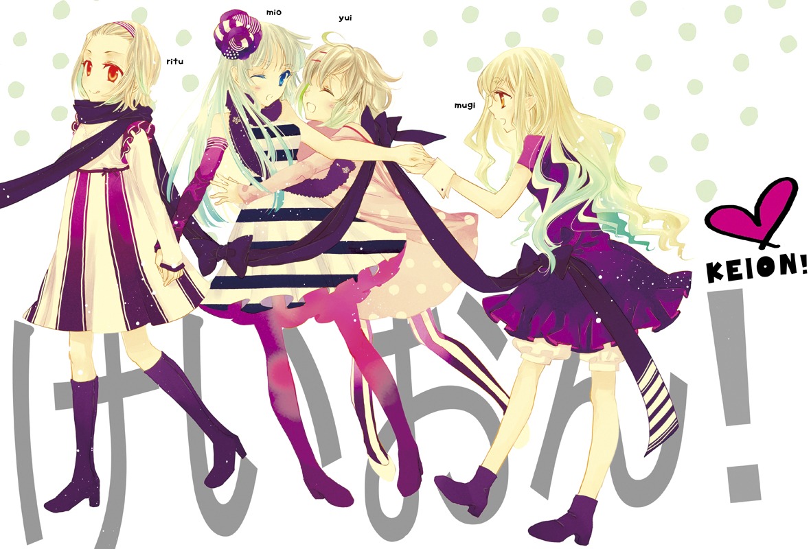 akiyama_mio, dress, hirasawa_yui, k-on!, kotobuki_tsumugi, pantyhose, su, tainaka_ritsu