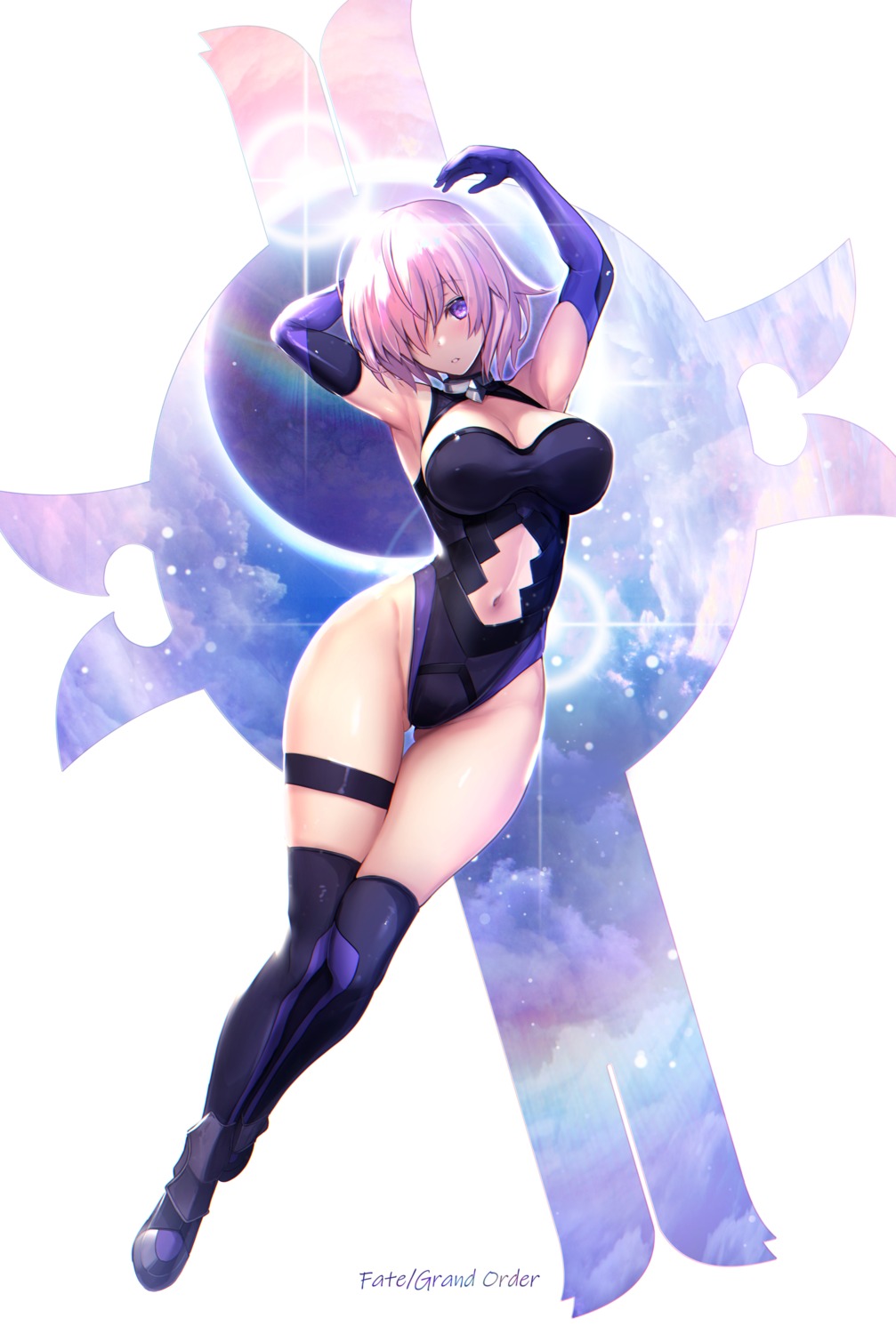 cleavage, fate/grand_order, garter, leotard, mash_kyrielight, thighhighs, untsue