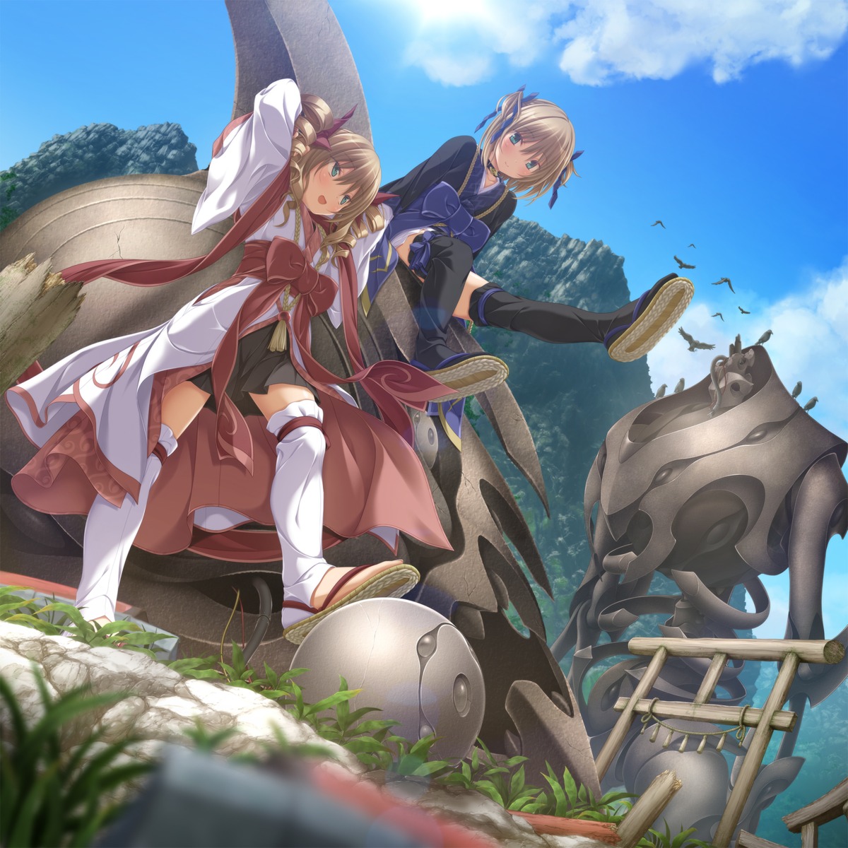 japanese_clothes, koku, kunado_kokuki, purple_software, skirt_lift, thighhighs