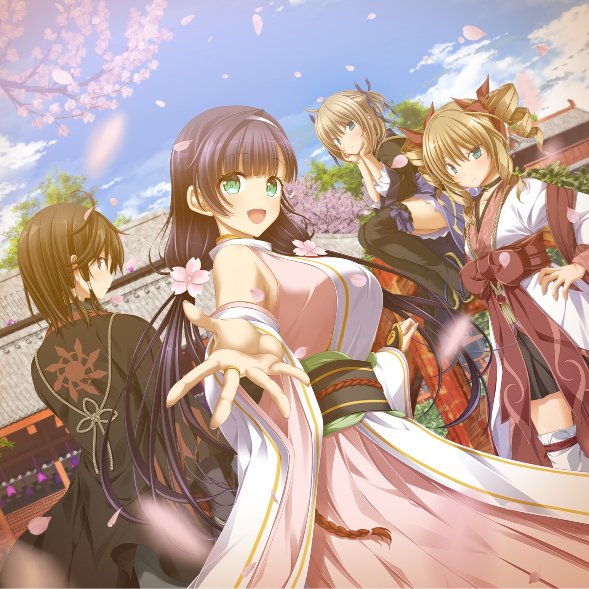 asahina_hikage, japanese_clothes, koku, kunado_kokuki, purple_software, skirt_lift, thighhighs