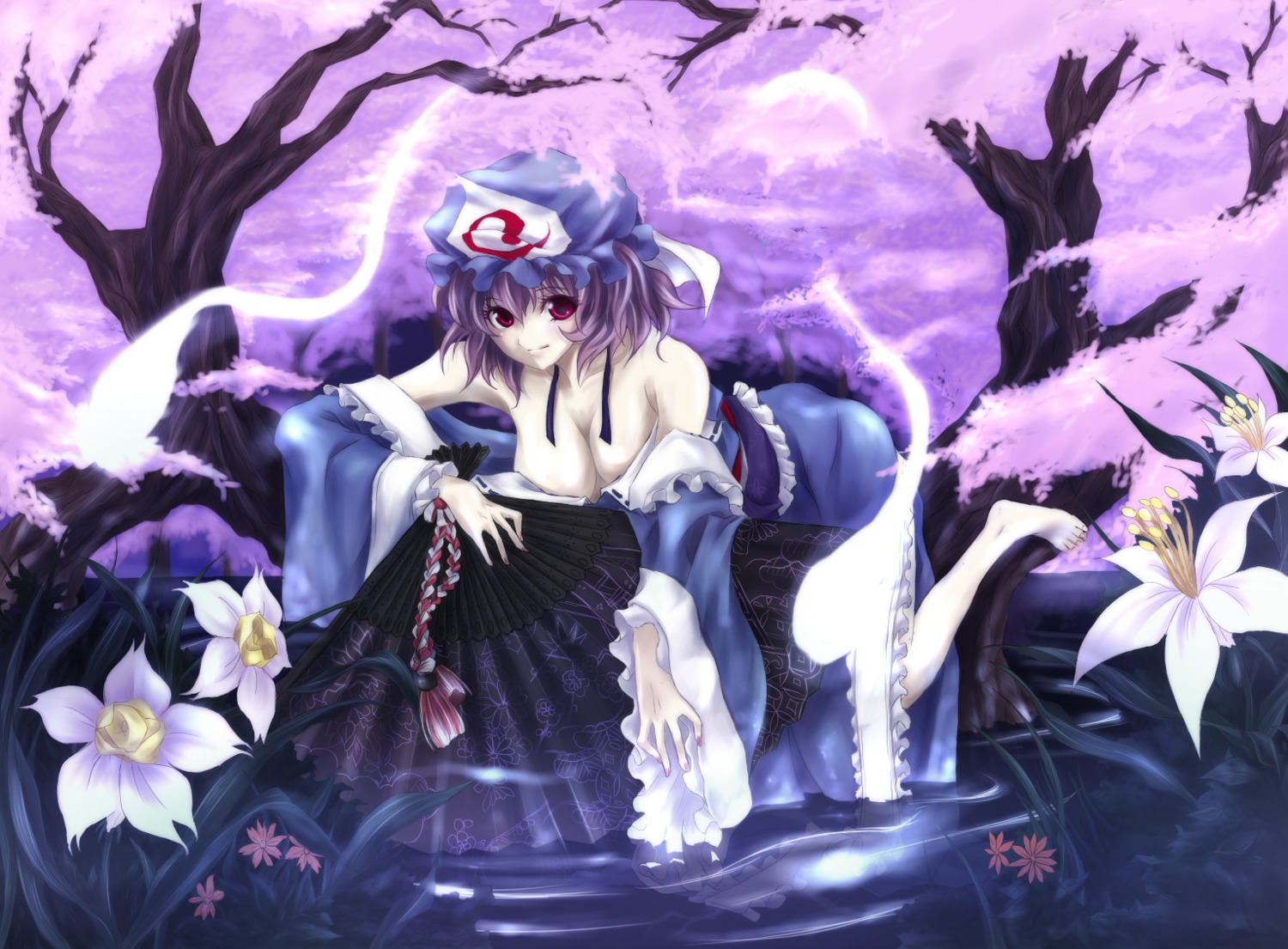 cleavage, kito_bn, no_bra, saigyouji_yuyuko, touhou