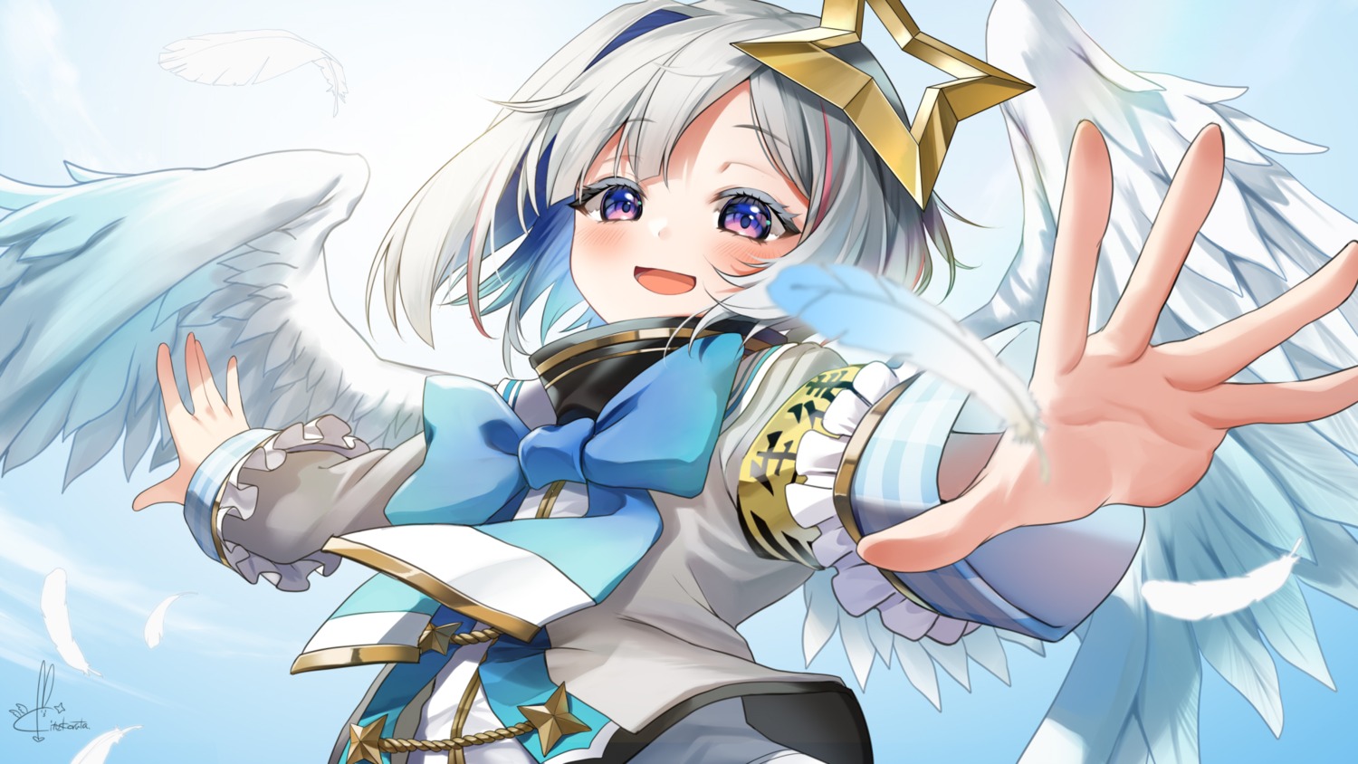 amane_kanata, angel, hololive, kito_koruta, wallpaper, wings