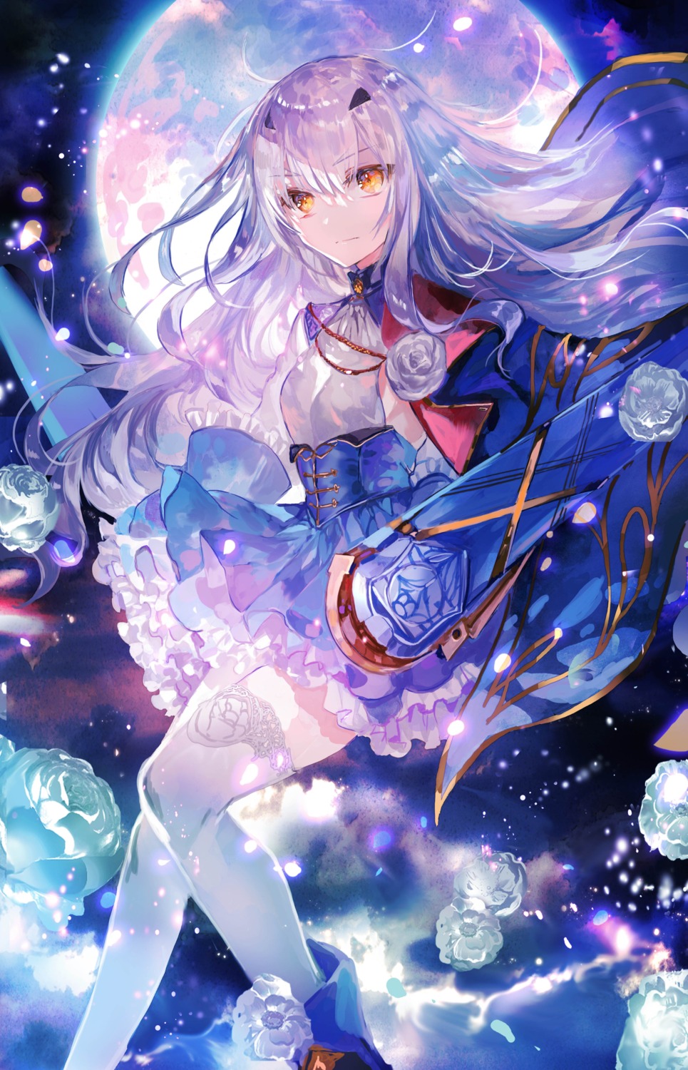 fate/grand_order, melusine_(fate), no_bra, rioka_(southern_blue_sky), skirt_lift, thighhighs