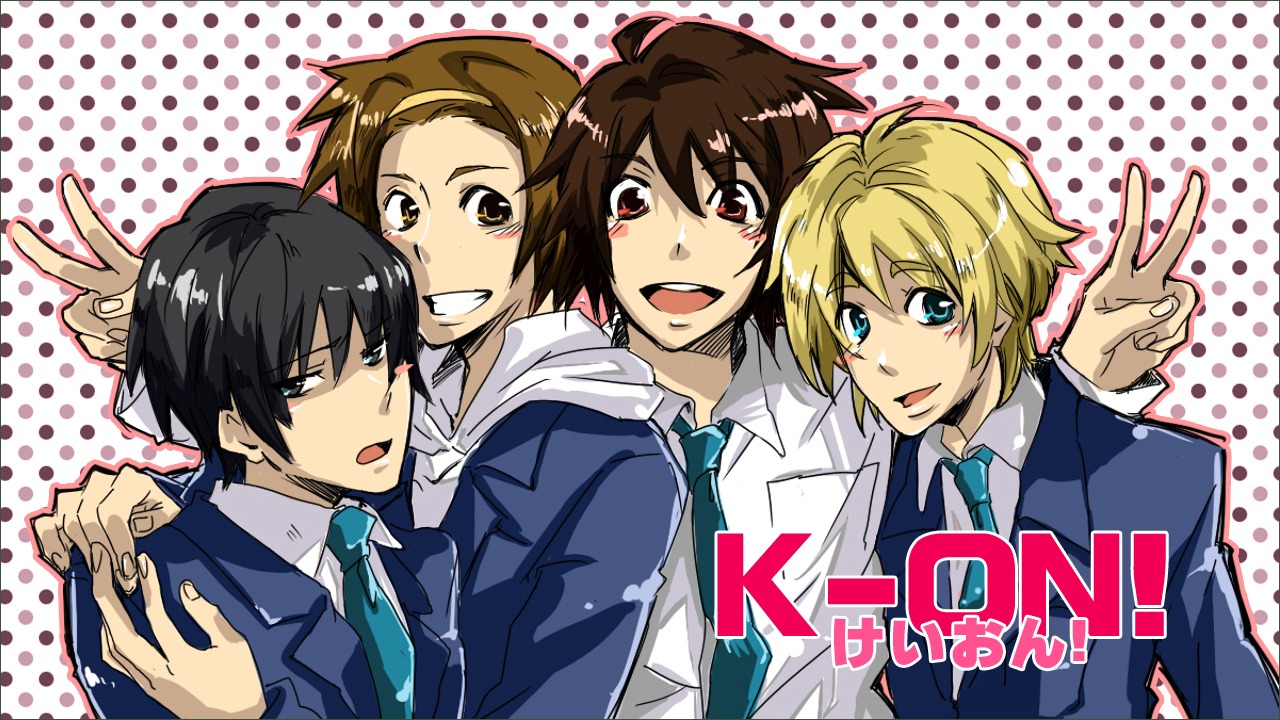 akiyama_mio, genderswap, hirasawa_yui, k-on!, kiu, kotobuki_tsumugi, male, seifuku, tainaka_ritsu
