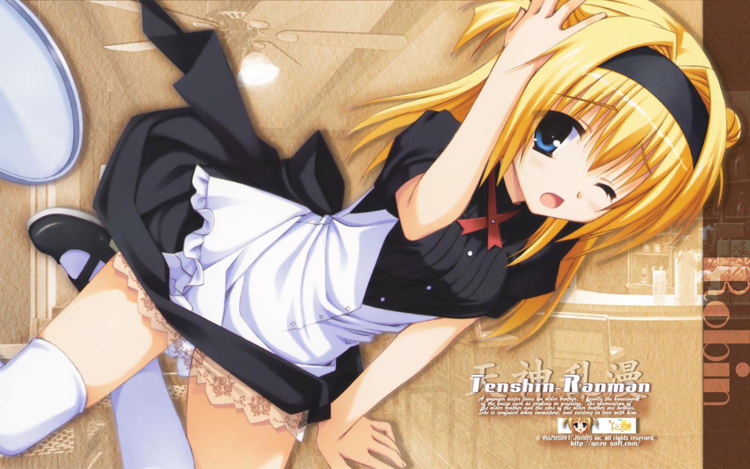 chitose_sana, maid, muririn, tenshinranman, waitress, wallpaper