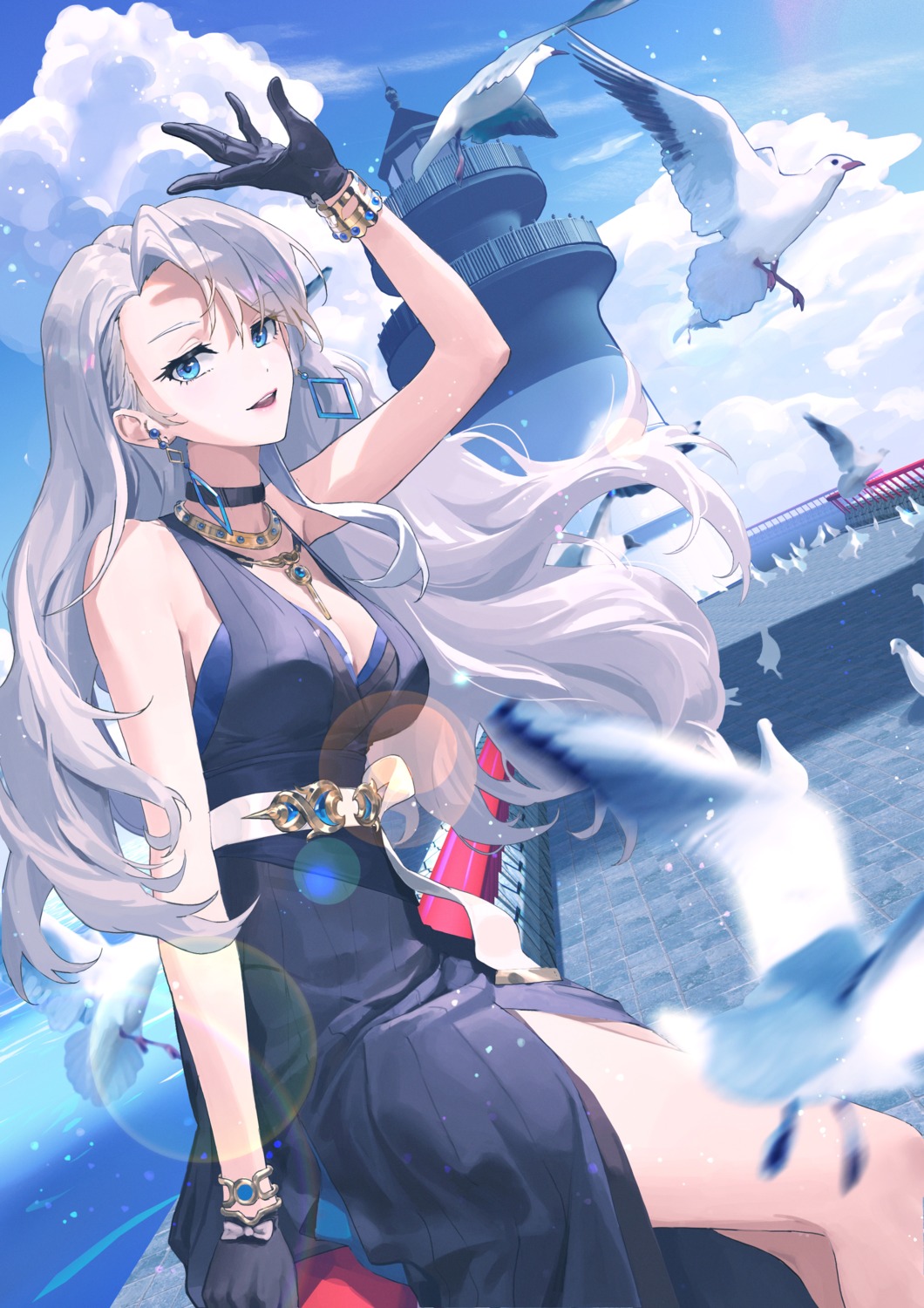a-soul, cleavage, dress, eileen_(a-soul), ttk_(kirinottk)