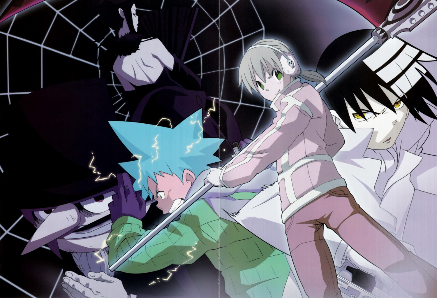 arachne_(soul_eater), black_star, crease, death_the_kid, maka_albarn, mosquito, screening, soul_eater, soul_eater_(character)