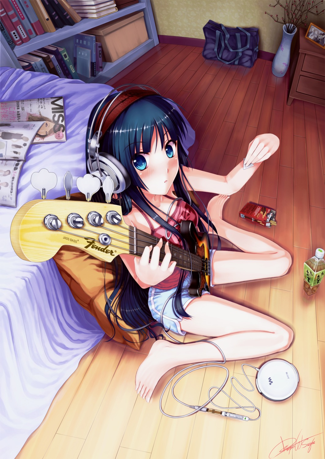 akiyama_mio, dopollsogno, headphones, k-on!