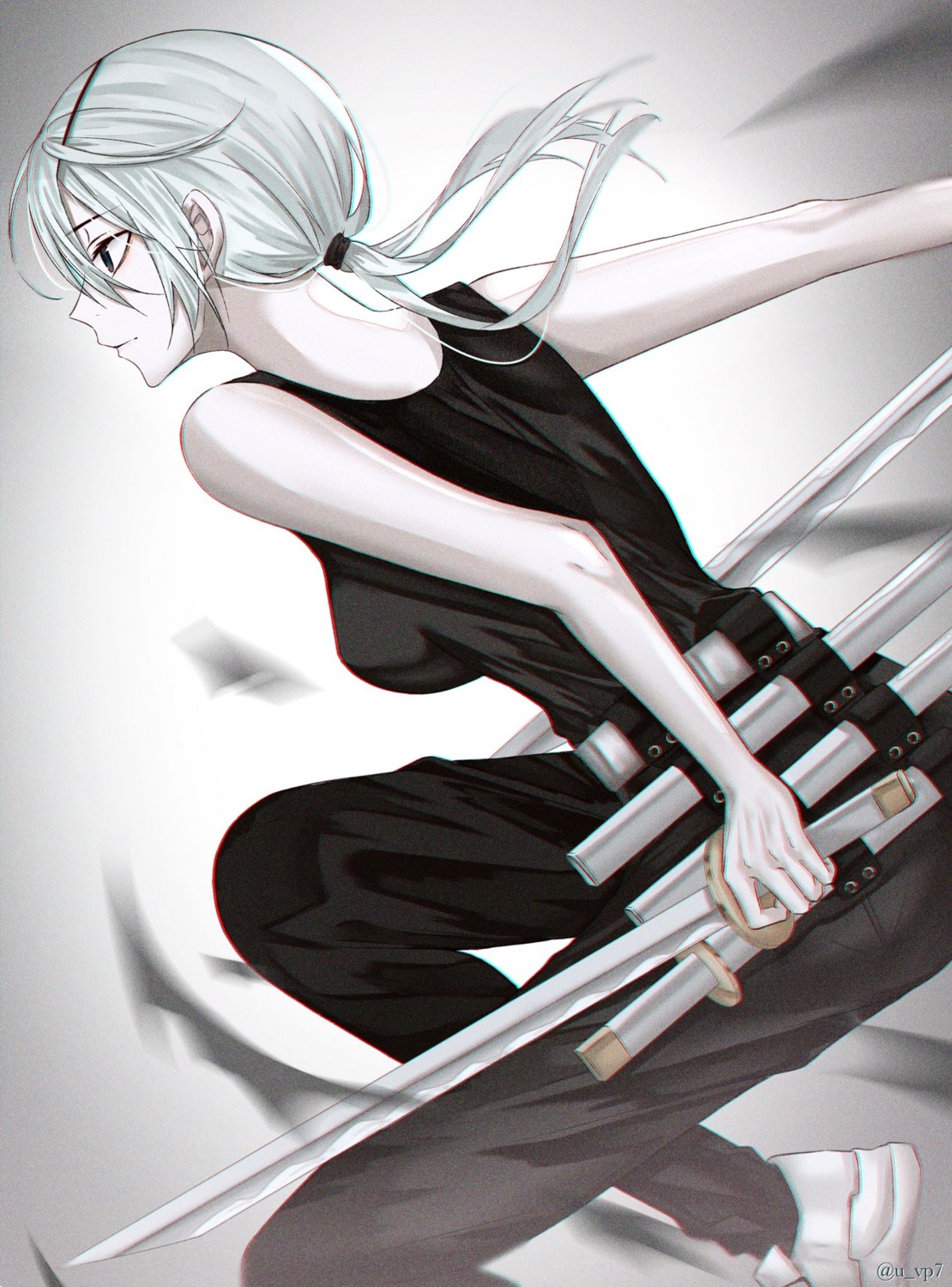 chainsaw_man, eyepatch, quanxi_(chainsaw_man), sword, u_vp7