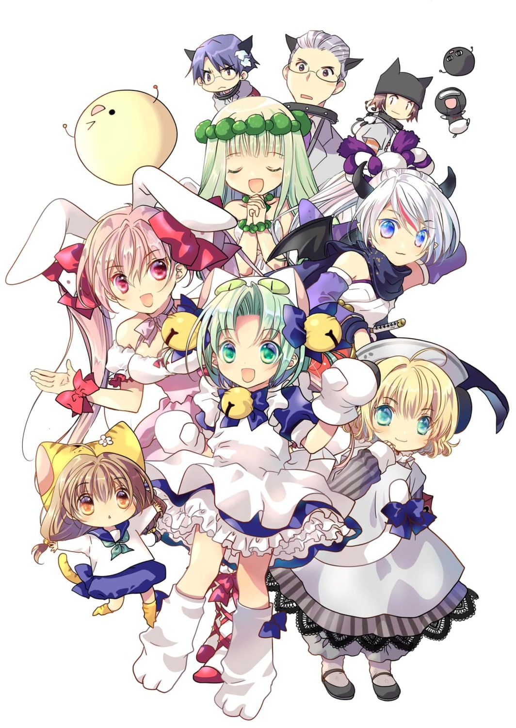 animal_ears, bunny_ears, bushi-chan, chibi, dejiko, di_gi_charat, horns, koge_donbo