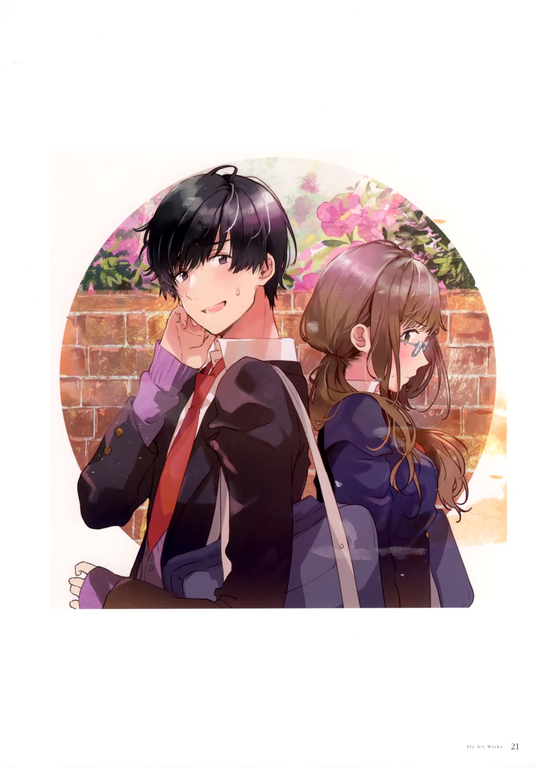 fly, fukazawa_chigusa, irozuku_sekai_no_ashita_kara, kawai_kurumi, megane, seifuku, sweater