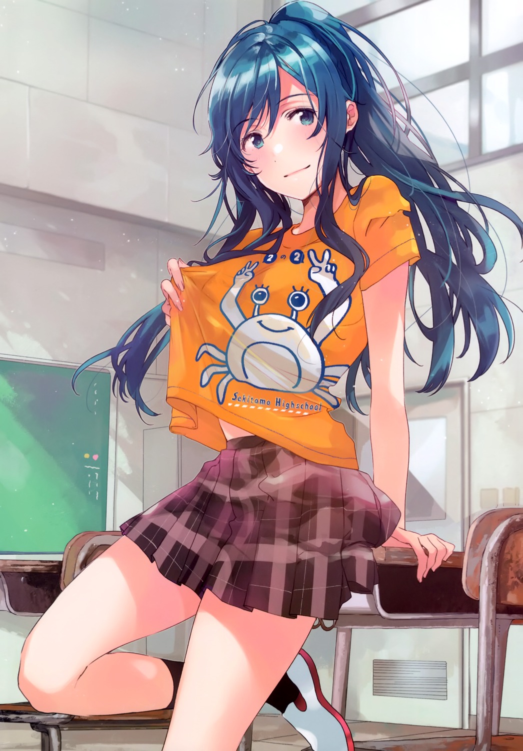fly, jaku-chara_tomozaki-kun, nanami_minami, seifuku, shirt_lift, uniform