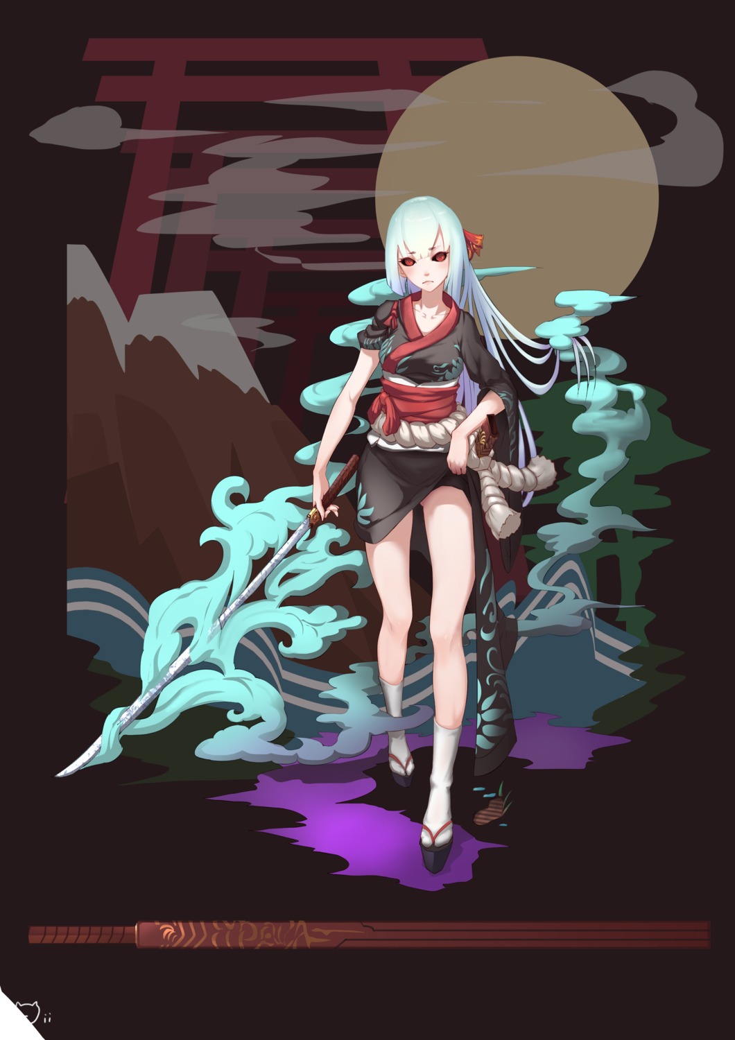 atk7, japanese_clothes, skirt_lift, sword