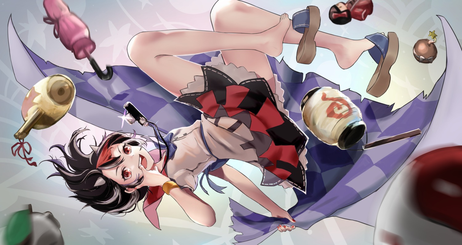 arin_(1010_ssu), horns, kijin_seija, skirt_lift, touhou