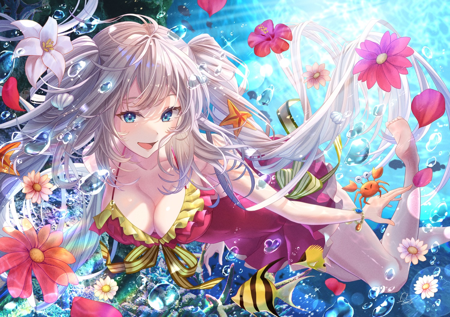 fate/grand_order, marie_antoinette_(fate), skirt_lift, swimsuits, totomiya