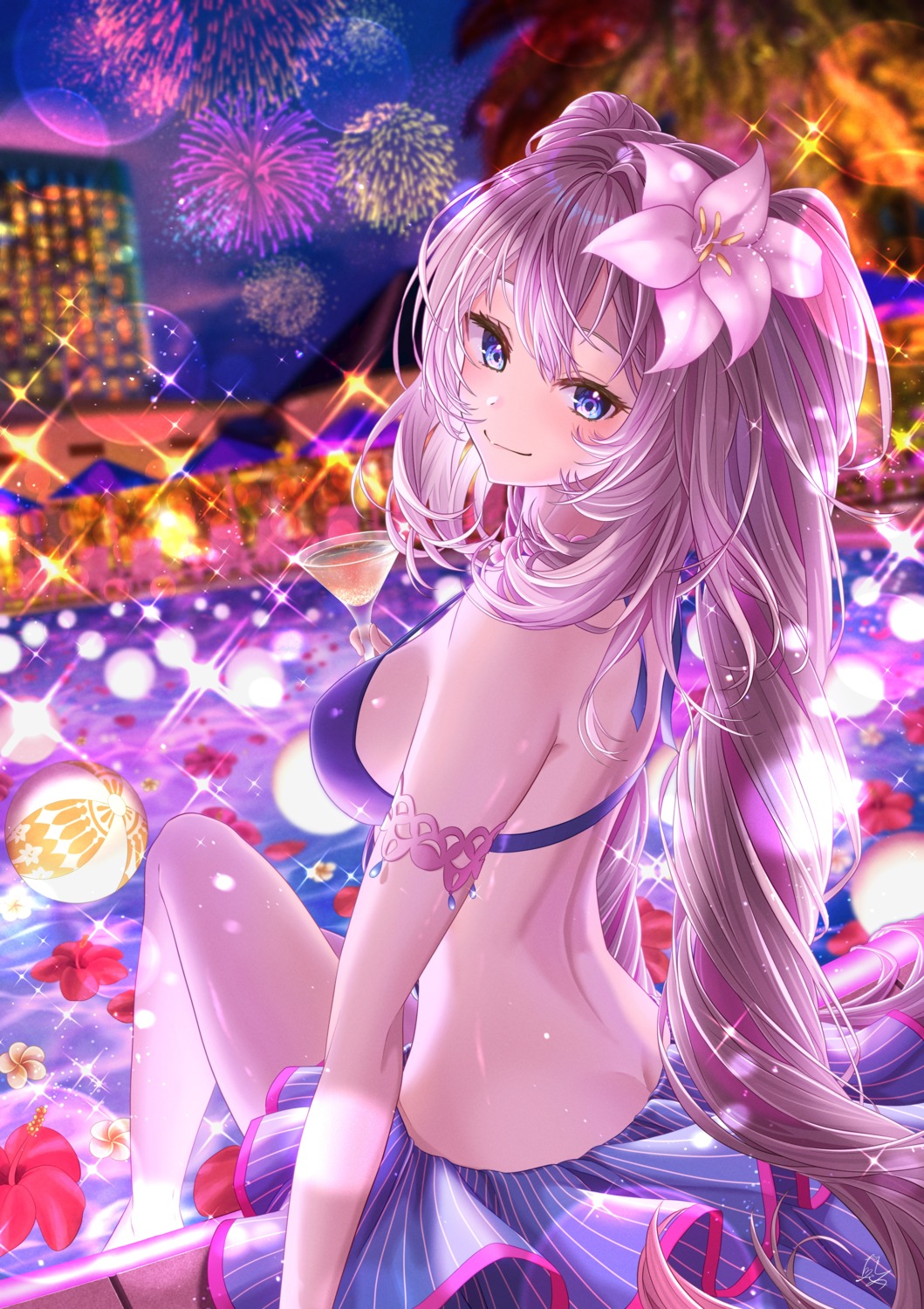 bikini, fate/grand_order, marie_antoinette_(fate), skirt_lift, swimsuits, totomiya