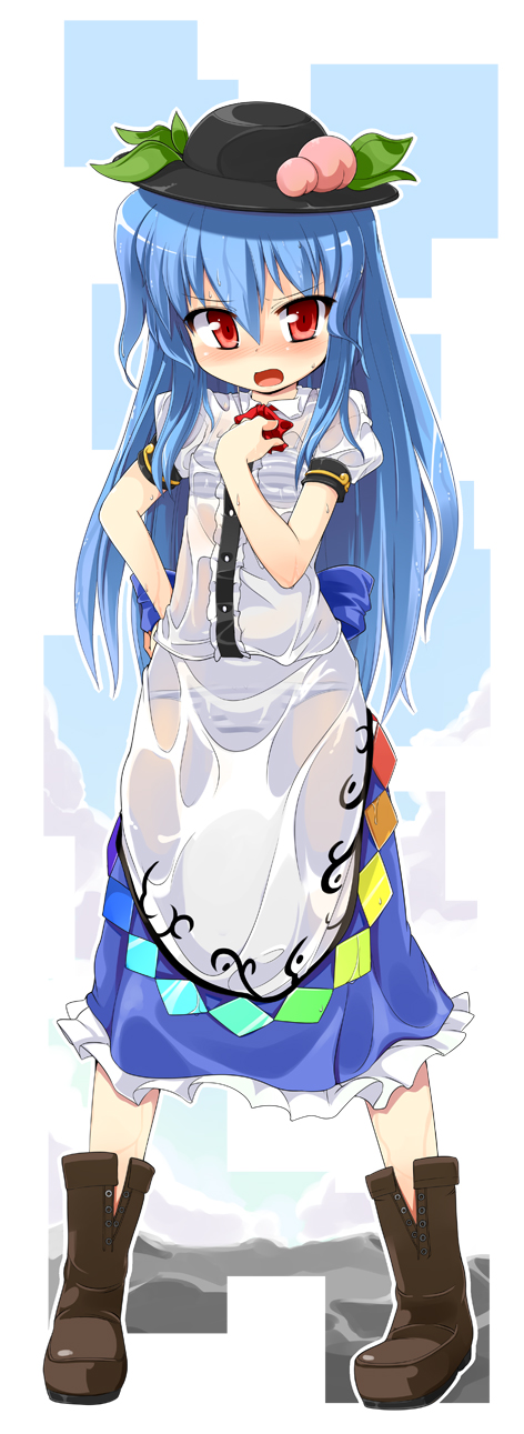 bra, hinanawi_tenshi, mamo_williams, pantsu, see_through, touhou, wet_clothes