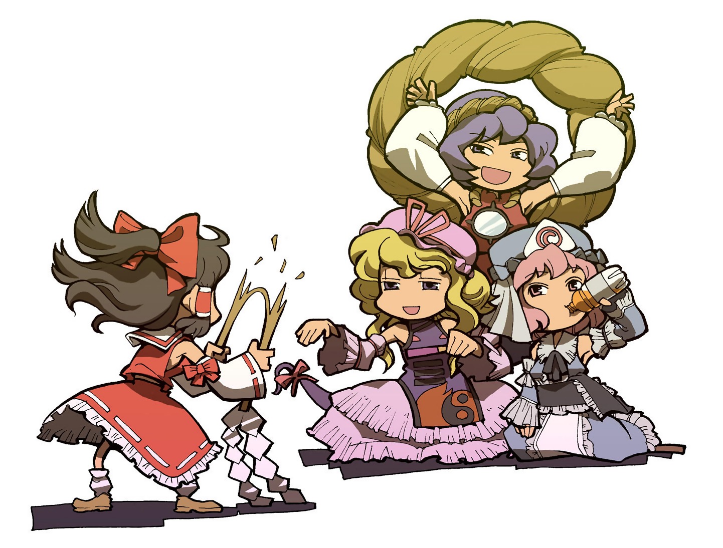 hakurei_reimu, hounori, saigyouji_yuyuko, touhou, yakumo_yukari, yasaka_kanako