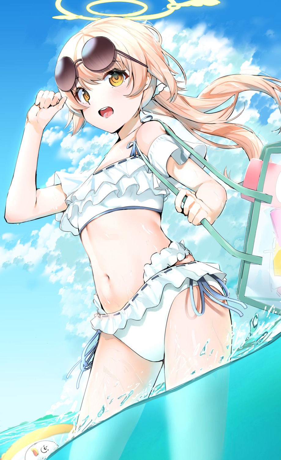 ajitani_hifumi, bikini, blue_archive, halo, megane, suzuharu_toufu, swimsuits, wet