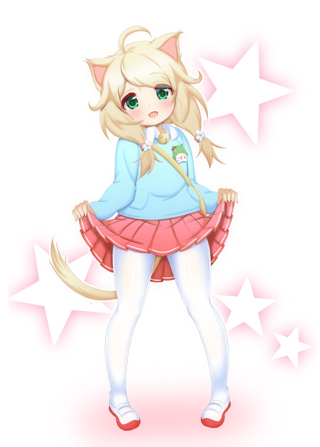 animal_ears, hosizora_mikoto, nekomimi, pantyhose, seifuku, skirt_lift, tail, the_idolm@ster