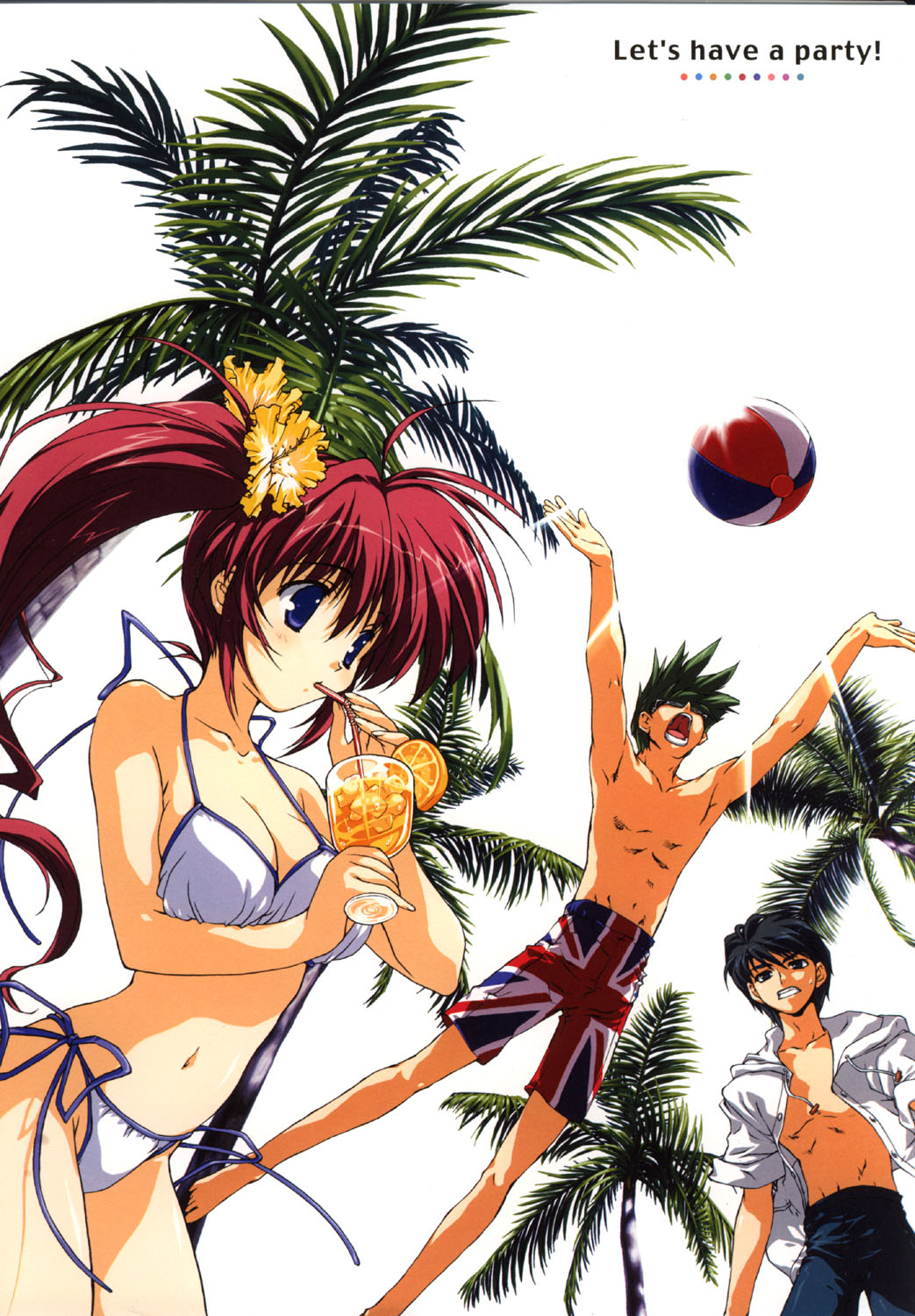 bikini, cleavage, comic_party, inui_sekihiko, kuhonbutsu_taishi, mitsumi_misato, sendou_kazuki, swimsuits