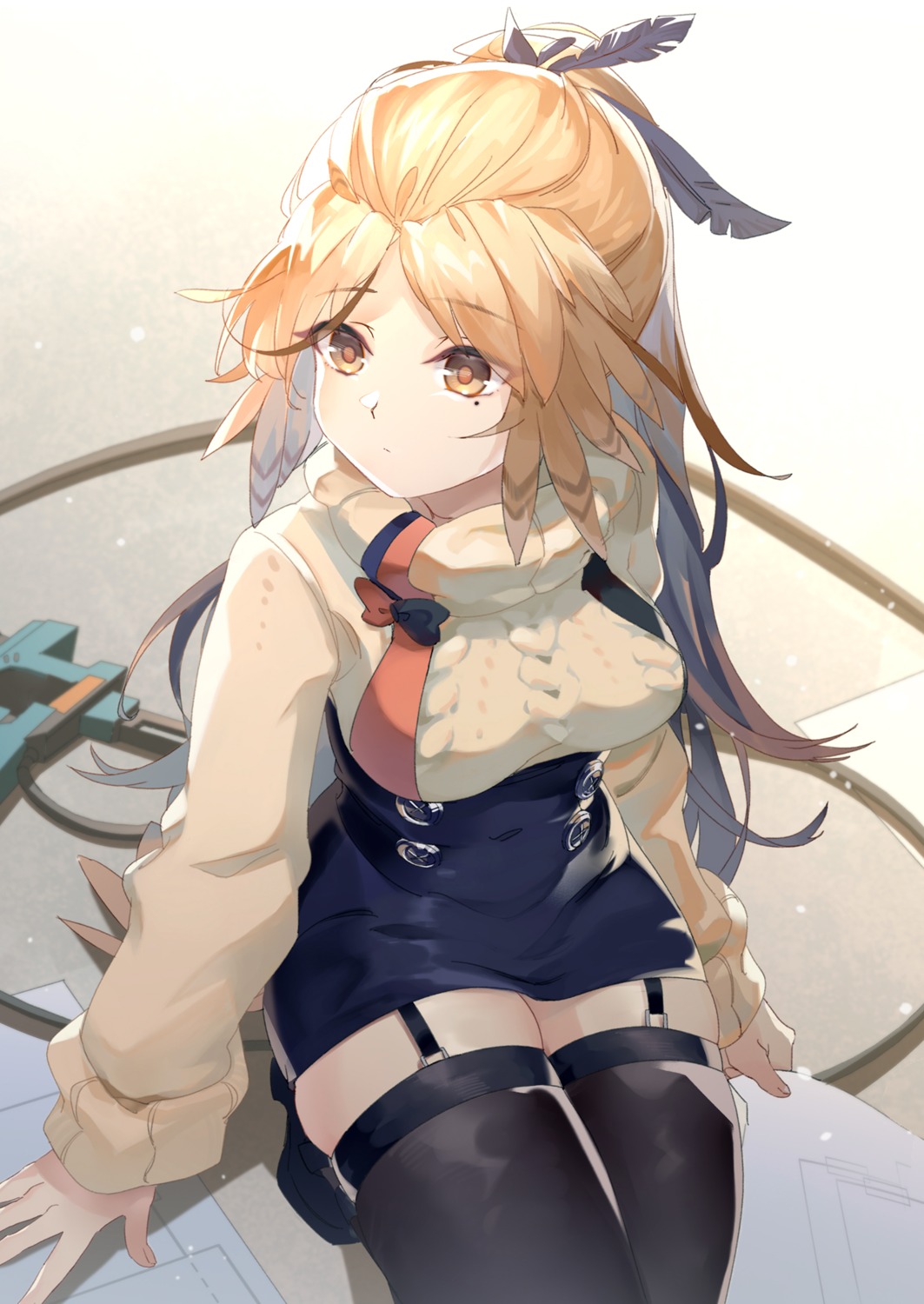 stockings, sweater, thighhighs, yonago_miko