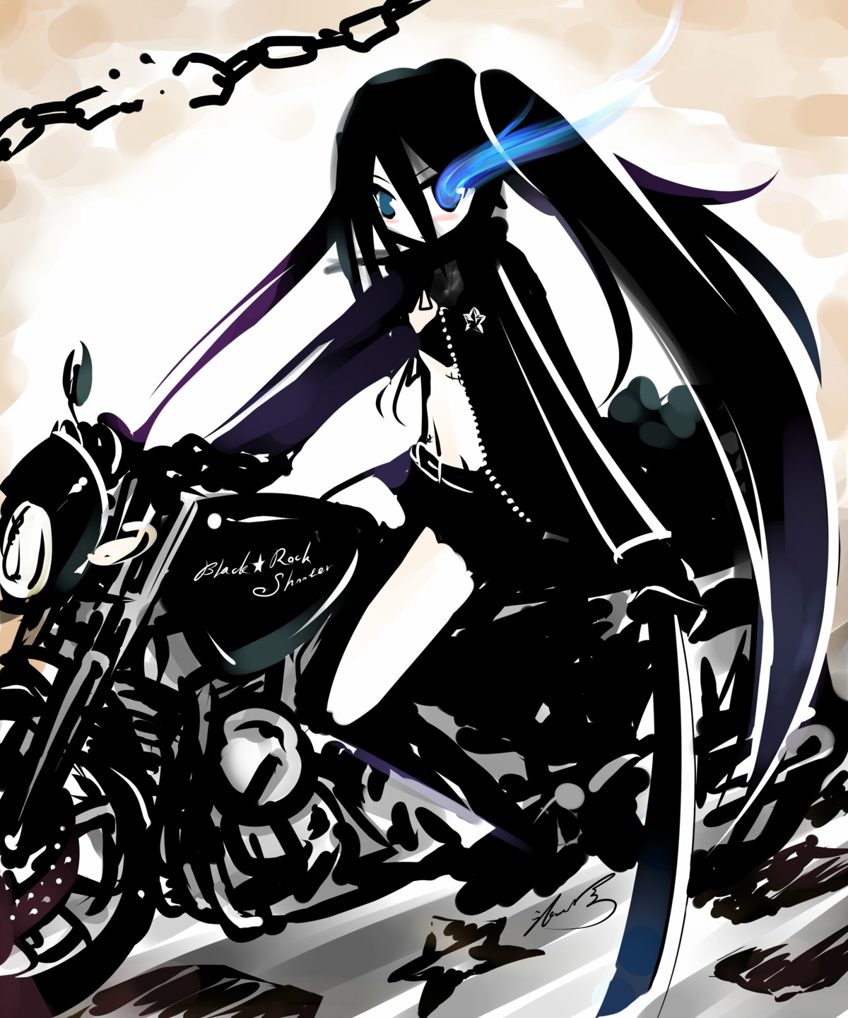 black_rock_shooter, black_rock_shooter_(character), eatbara, sword, vocaloid
