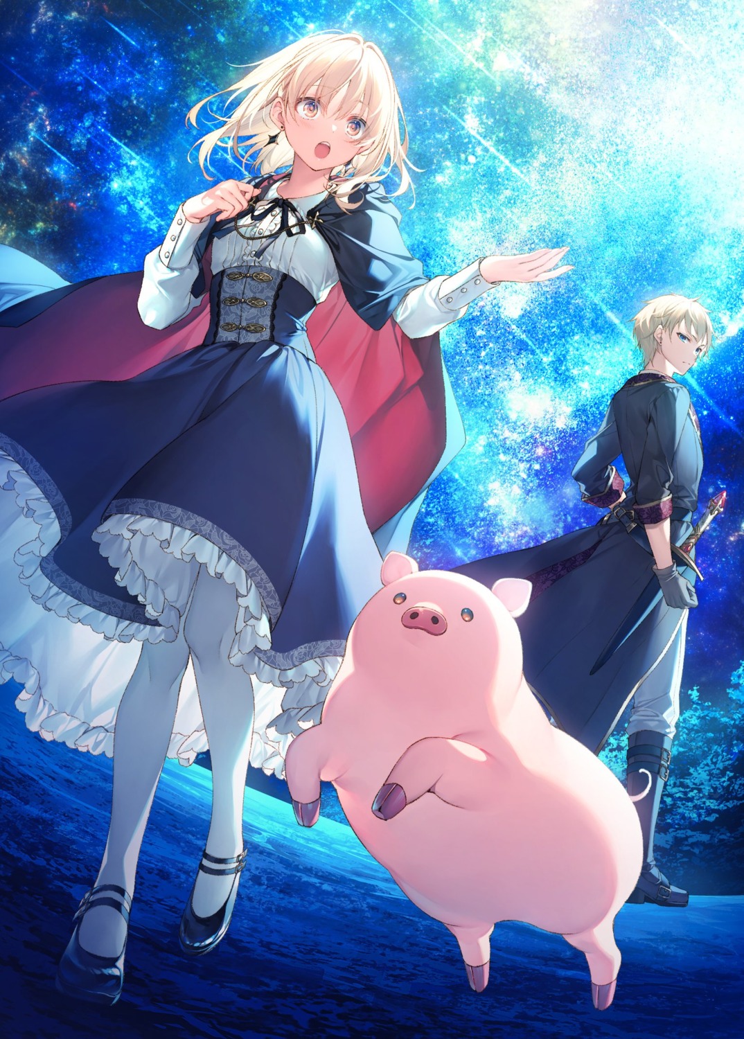 buta_(buta_no_liver_wa_kanetsu_shiro), buta_no_liver_wa_kanetsu_shiro, dress, jess_(buta_no_liver_wa_kanetsu_shiro), nott_(buta_no_liver_wa_kanetsu_shiro), skirt_lift, sword, toosaka_asagi, uniform