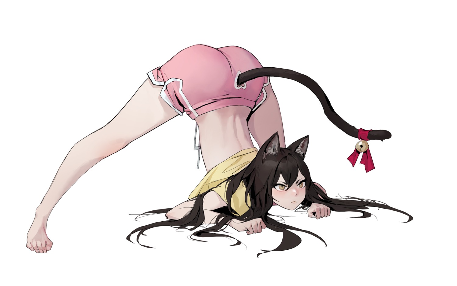 animal_ears, ass, dongho_kang, feet, nekomimi, shirt_lift, tail