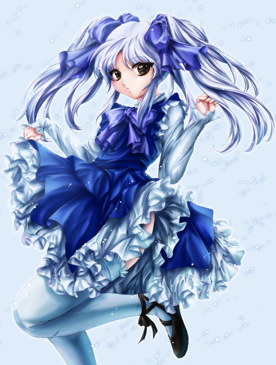 dress, hoshino_ruri, kisaragi, martian_successor_nadesico, necomanma, skirt_lift, thighhighs