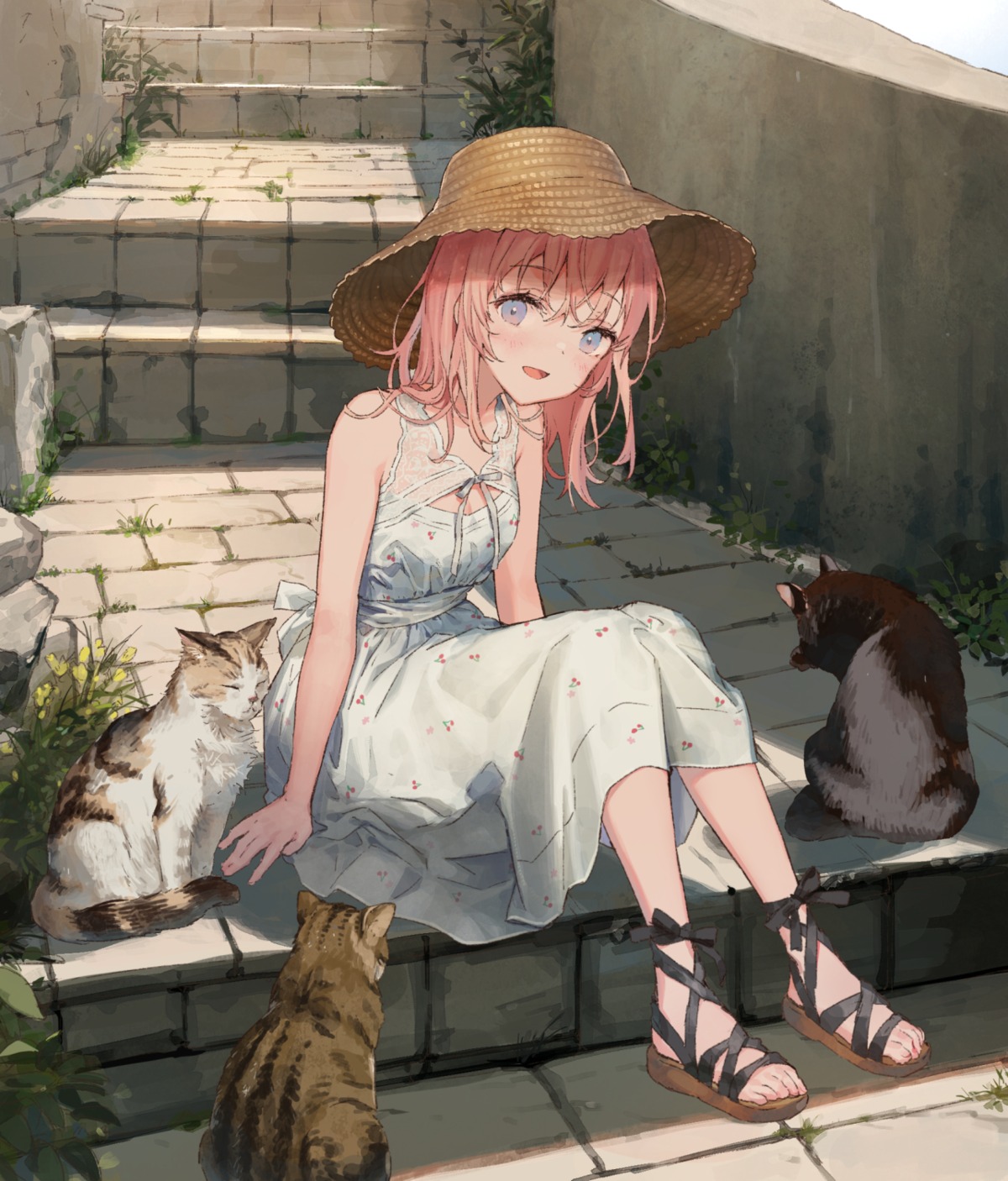 dress, neko, see_through, skirt_lift, summer_dress, yutsumoe